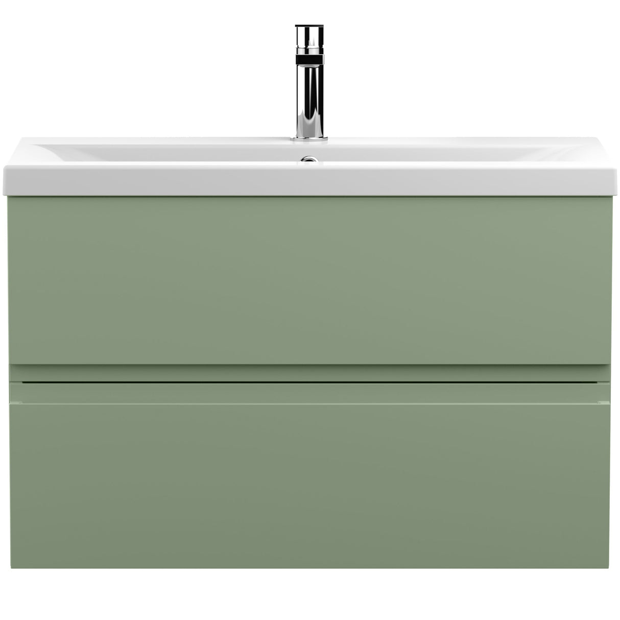 Hudson Reed Urban 800mm Wall Hung Vanity Unit & Basin, 2 Drawers Satin Green URB806A
