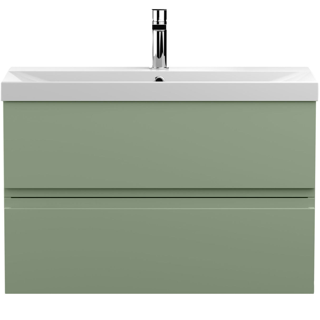Hudson Reed Urban 800mm Wall Hung Vanity Unit & Basin, 2 Drawers Satin Green URB806D
