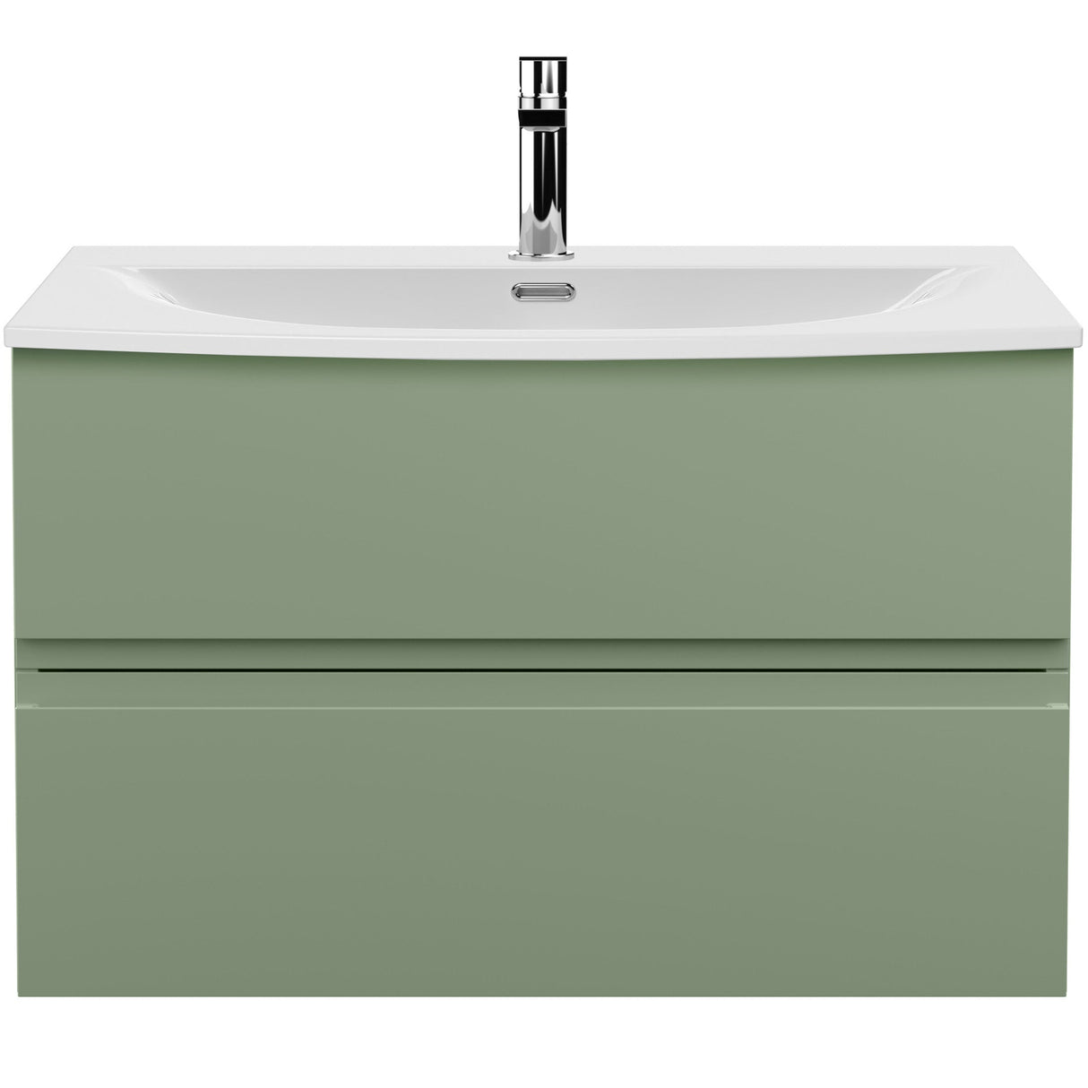 Hudson Reed Urban 800mm Wall Hung Vanity Unit & Basin, 2 Drawers Satin Green URB806G