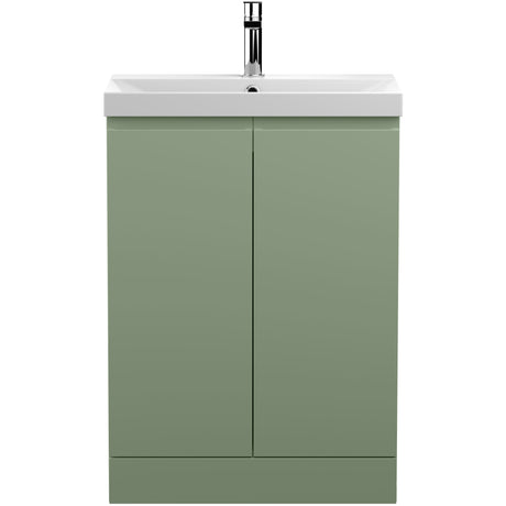 Hudson Reed Urban 600mm Freestanding Vanity Unit & Basin, 2 Doors Satin Green URB808D