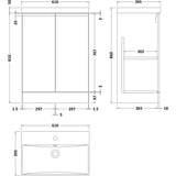 Hudson Reed Urban 600mm Freestanding Vanity Unit & Basin, 2 Doors Satin Green URB808D LD