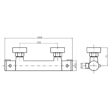 Nuie Minimalist Round Thermostatic Bar Shower Valve Chrome VBS009 LD