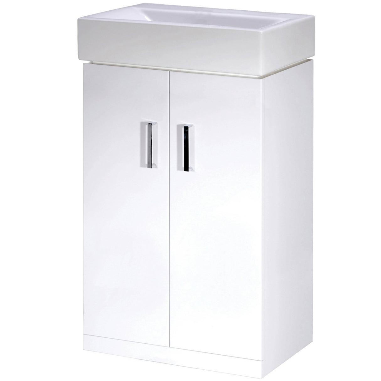 Nuie Mayford 450mm Floor Standing 2 Door Vanity Unit & Basin Gloss White Gloss White VTFW450