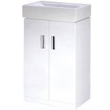 Nuie Mayford 450mm Floor Standing 2 Door Vanity Unit & Basin Gloss White Gloss White VTFW450