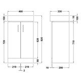 Nuie Mayford 450mm Floor Standing 2 Door Vanity Unit & Basin Gloss White Gloss White VTFW450 LD