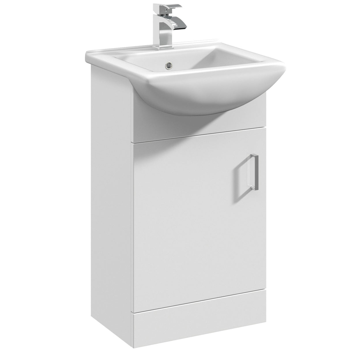 Nuie Mayford 450mm Floor Standing 1 Door Vanity Unit & Basin Gloss White Gloss White VTM450
