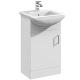 Nuie Mayford 450mm Floor Standing 1 Door Vanity Unit & Basin Gloss White Gloss White VTM450