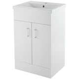 Nuie Eden 500mm Floor Standing 2 Door Vanity Unit & Basin Gloss White VTMW500