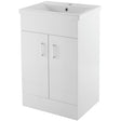Nuie Eden 500mm Floor Standing 2 Door Vanity Unit & Basin Gloss White VTMW500E