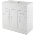 Nuie Eden 800mm Floor Standing 3 Door 2 Drawer Vanity Unit & Basin Gloss White VTMW800E