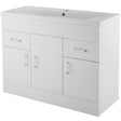 Nuie Eden 1000mm Floor Standing 3 Door 2 Drawer Vanity Unit & Basin Gloss White Gloss White VTNB1000