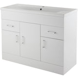 Nuie Eden 1000mm Floor Standing 3 Door 2 Drawer Vanity Unit & Basin Gloss White Gloss White VTNB1000