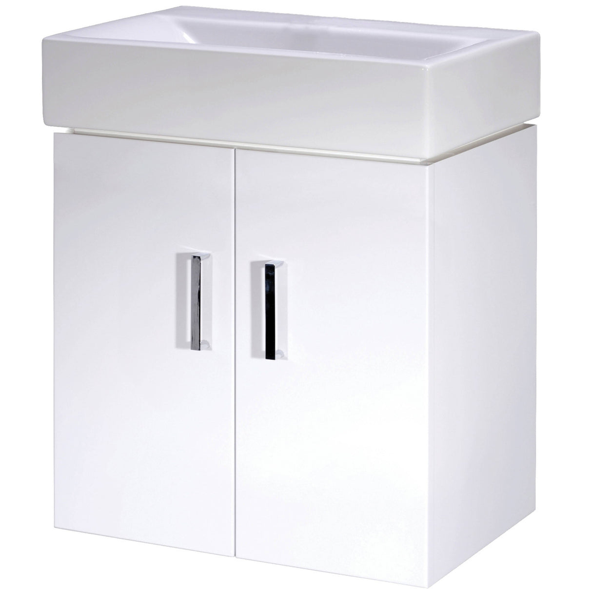 Nuie Mayford 450mm Wall Hung 2 Door Vanity Unit & Basin Gloss White Gloss White VTWW450