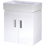 Nuie Mayford 450mm Wall Hung 2 Door Vanity Unit & Basin Gloss White Gloss White VTWW450