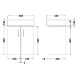 Nuie Mayford 450mm Wall Hung 2 Door Vanity Unit & Basin Gloss White Gloss White VTWW450 LD