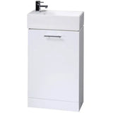Nuie Mayford 480mm Floor Standing 1 Door Vanity Unit & Basin Gloss White Gloss White VTY058