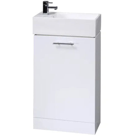 Nuie Mayford 480mm Floor Standing 1 Door Vanity Unit & Basin Gloss White Gloss White VTY058