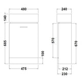 Nuie Mayford 480mm Floor Standing 1 Door Vanity Unit & Basin Gloss White Gloss White VTY058 LD