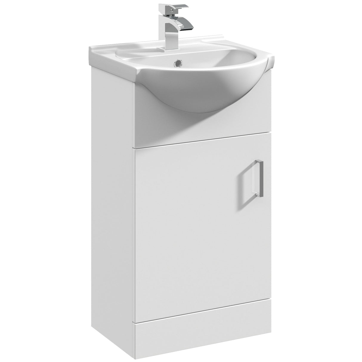 Nuie Mayford 450mm Floor Standing 1 Door Vanity Unit & Basin Gloss White Gloss White VTY450