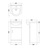 Nuie Mayford 450mm Floor Standing 1 Door Vanity Unit & Basin Gloss White Gloss White VTY450 LD