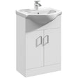 Nuie Mayford 550mm Floor Standing 2 Door Vanity Unit & Basin Gloss White VTY550