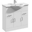 Nuie Mayford 850mm Floor Standing 3 Door 2 Drawer Vanity Unit & Basin Gloss White VTY850