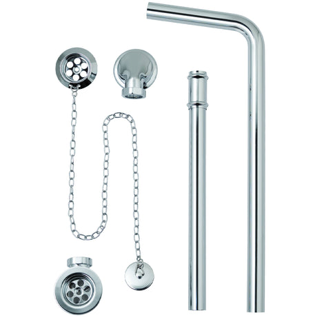 BC Designs Exposed Bath Waste/Plug & Chain With Overflow Pipe Chrome WAS030