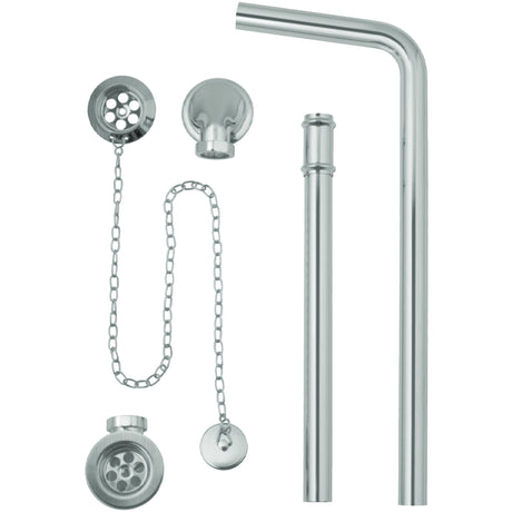 BC Designs Exposed Bath Waste/Plug & Chain With Overflow Pipe Brushed Chrome WAS030BC