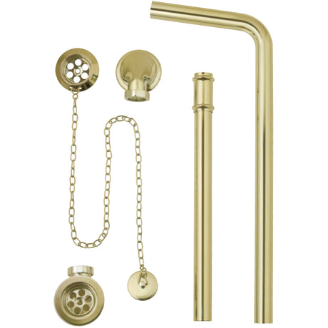 BC Designs Exposed Bath Waste/Plug & Chain With Overflow Pipe Brushed Gold WAS030BG