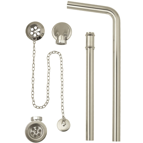 BC Designs Exposed Bath Waste/Plug & Chain With Overflow Pipe Brushed Nickel WAS030BN