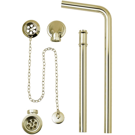 BC Designs Exposed Bath Waste/Plug & Chain With Overflow Pipe Gold WAS030G