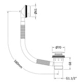 BC Designs Push Down Concealed Bath Waste & Overflow Chrome WAS040 LD