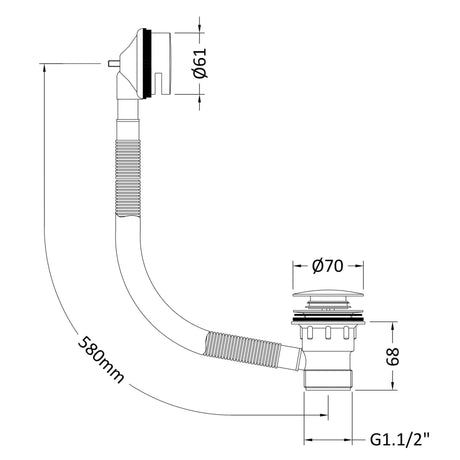 BC Designs Push Down Concealed Bath Waste & Overflow Chrome WAS040 LD