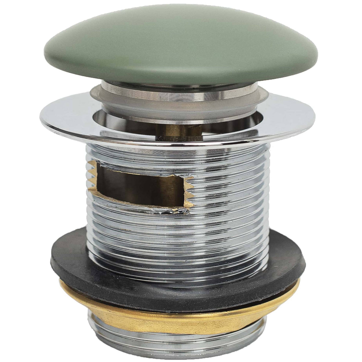 BC Designs Slotted Push Button Bath Waste 70mm Khaki Green WAS107KG