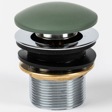 BC Designs Unslotted Push Button Basin Waste Khaki Green WAS220KG