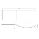 Nuie Acrylic B-Shaped Shower Bath Front Panel Gloss White WBB200 LD