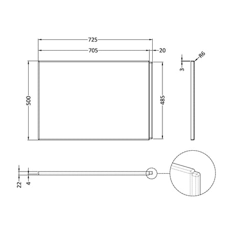 Nuie Acylic B-Shaped Shower Bath End Panel Gloss White WBB201 LD