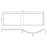 Nuie Acrylic P-Shaped Shower Bath Front Panel Gloss White WBP200 LD