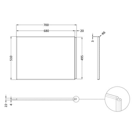 Nuie Acylic P-Shaped Shower Bath End Panel Gloss White WBP201 LD