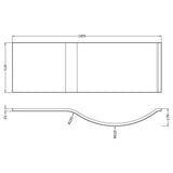 Nuie Acrylic P-Shaped Shower Bath Front Panel Gloss White WBP202 LD