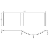 Nuie Acrylic P-Shaped Shower Bath Front Panel Gloss White WBP203 LD