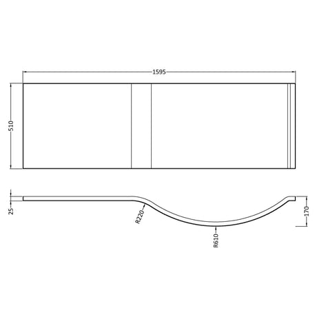 Nuie Acrylic P-Shaped Shower Bath Front Panel Gloss White WBP203 LD