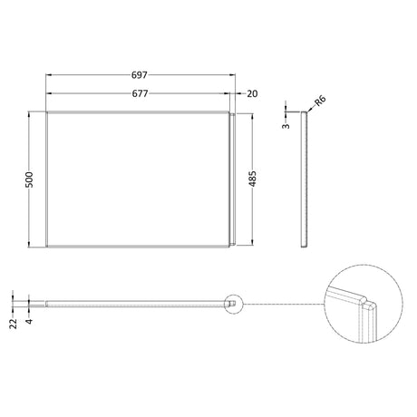 Nuie Acylic L-Shaped Shower Bath End Panel Gloss White WBS301 LD