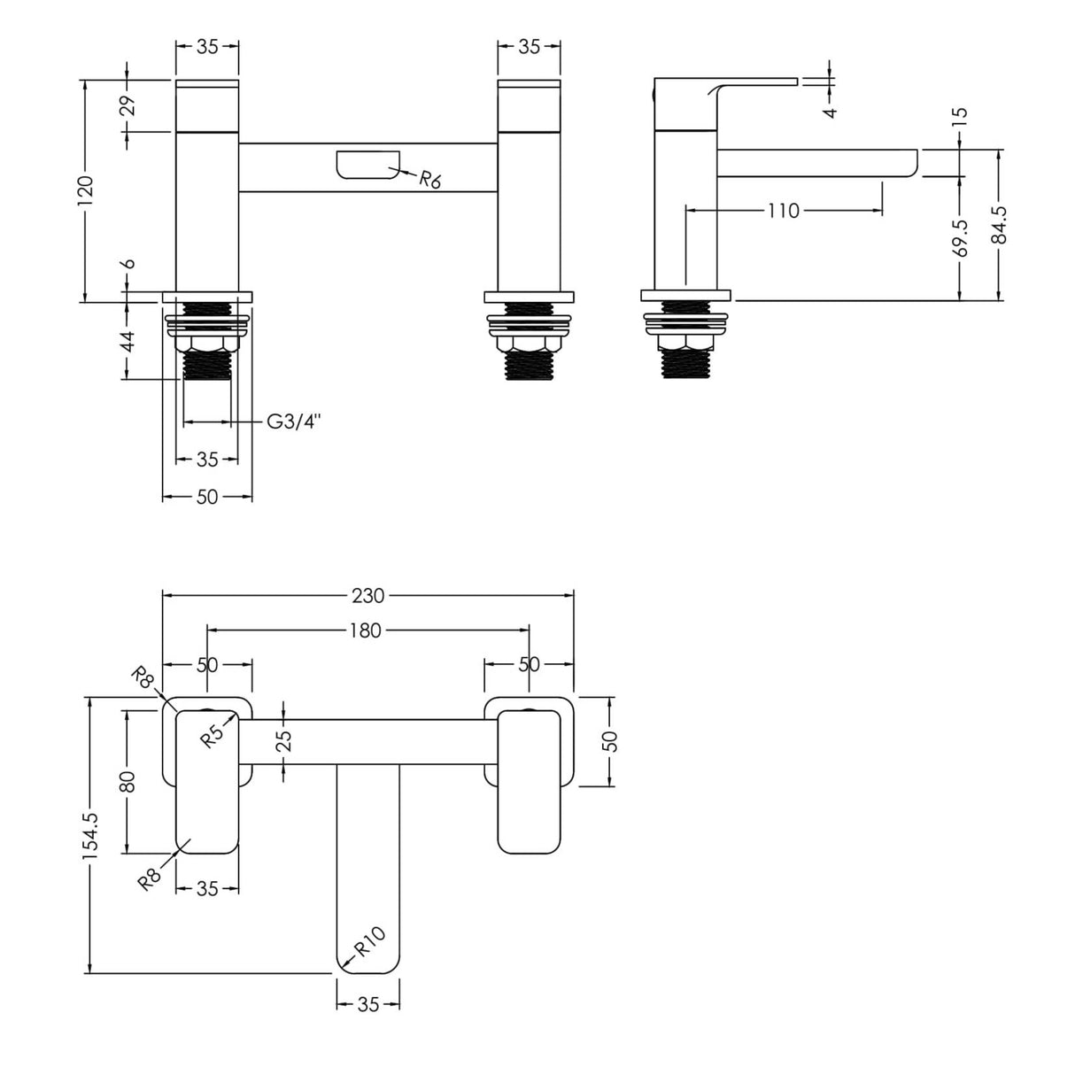 Nuie Windon Bath Filler Tap Brushed Bronze WIN1503 LD