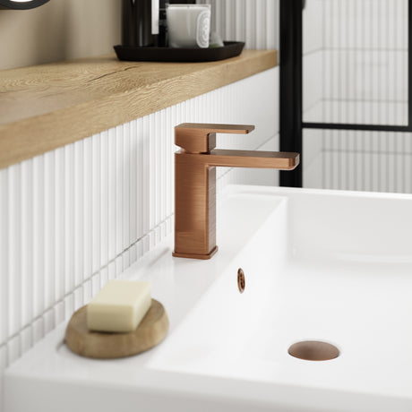 Nuie Windon Mono Basin Mixer Tap with Waste Brushed Bronze WIN1505 LS