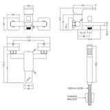 Nuie Windon Wall Mounted Bath Shower Mixer Tap with Shower Kit Chrome WIN316 LD