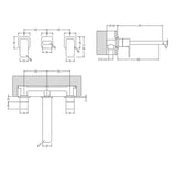 Nuie Windon 3-Hole Wall Mounted Basin Mixer Tap Chrome WIN317 LD