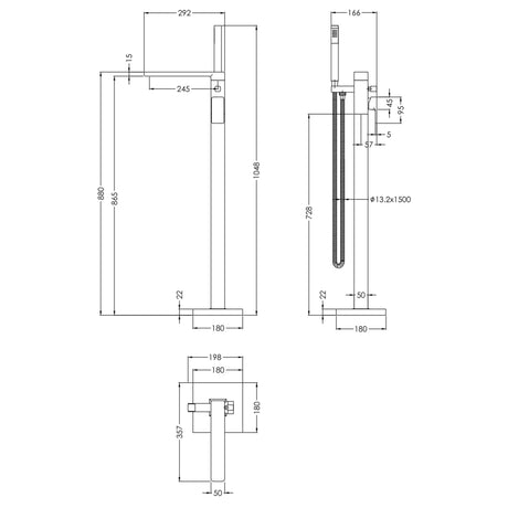 Nuie Windon Freestanding Bath Shower Mixer Tap with Shower Kit Chrome WIN321 LD
