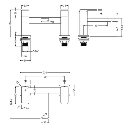 Nuie Windon Bath Filler Tap Matt Black WIN403 LD