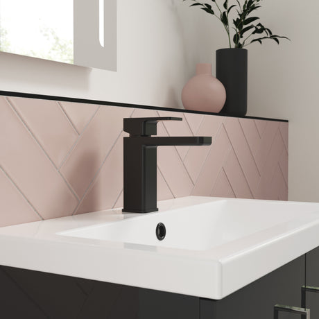 Nuie Windon Mono Basin Mixer Tap with Waste Matt Black WIN405 LS